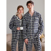 芬腾长袖情侣睡衣春秋季纯棉开衫套装男女格子宽松大码全棉家居服 商品缩略图0