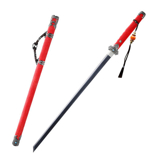 影月唐横刀剑 传统手工宝剑 龙泉沈广隆花纹钢一体剑 未开刃 商品图6