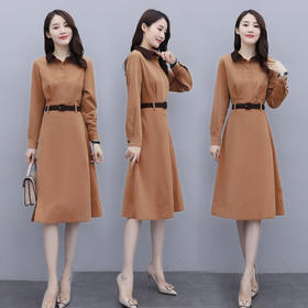 时尚优雅，显瘦翻领连衣裙HR-SERQ2091