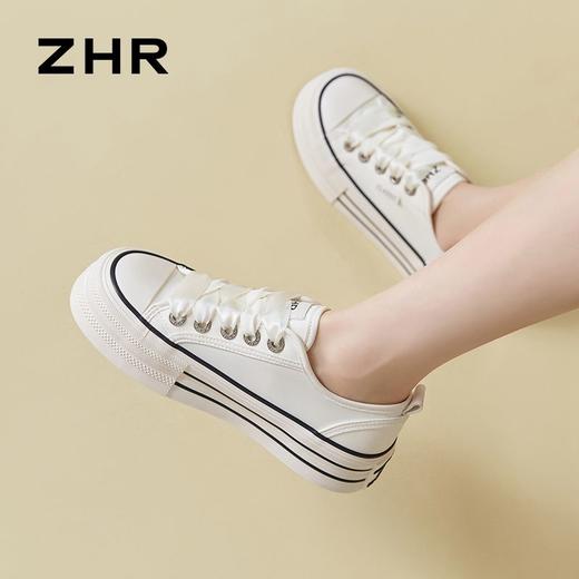 ZHR则则厚底小白鞋女2024夏季新款松糕底增高板鞋透气运动休闲鞋 商品图9