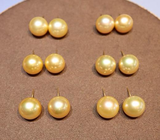 D519036 天然南洋金珍珠耳钉 18k金耳针款，珠子近圆顶级珠光表皮非常细腻光滑，完美度也高，关键这种形状上耳特别服贴 大小12-13mm 特价🉐2380/对 商品图1
