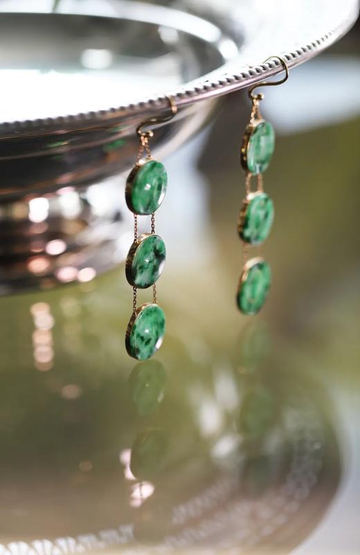 璇玑 | 花青翡翠平安扣耳环 商品图3