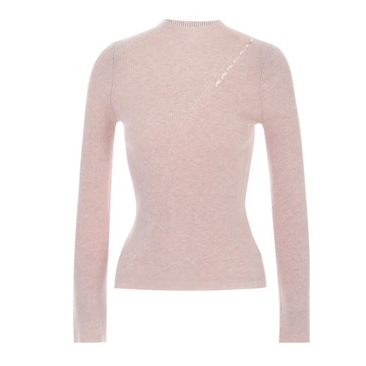 EITIE爱特爱精致修身显瘦薄款打底镂空珍珠立领针织衫秋新款D2401407 商品图11