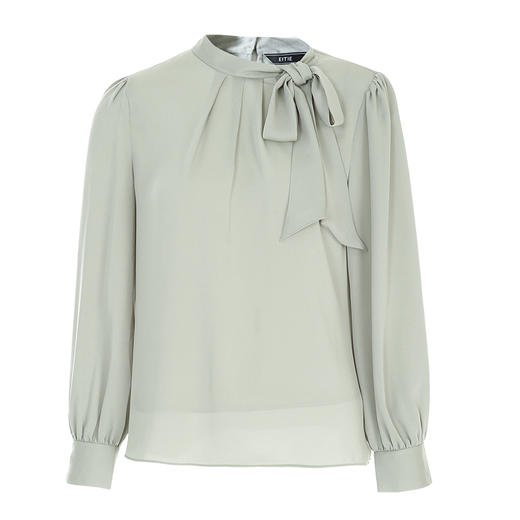 EITIE爱特爱清新浅绿立领飘带复古直筒百搭衫上衣秋新款C2413416 商品图5