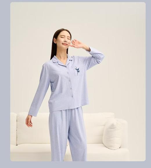 TZ竹纤维女士翻领开衫分体家居套（胸有成竹）2285 商品图1