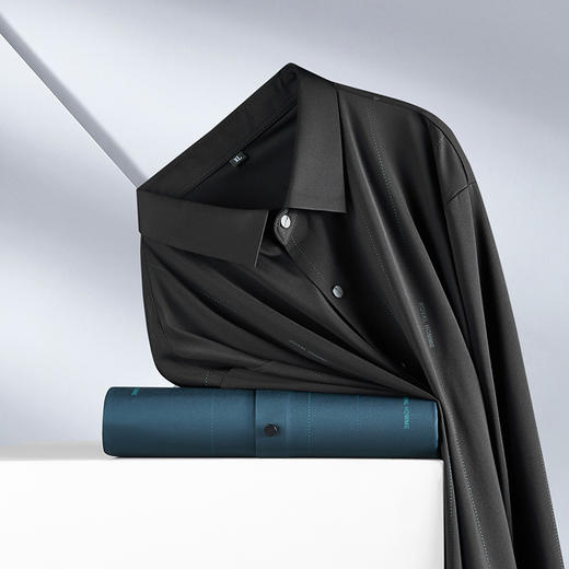 【高弹】【新款DPF】大依优型大码长袖衬衫男装加肥加大体恤大号上衣胖子休闲商务 商品图0