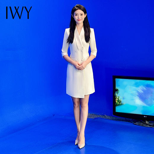 IWY/七分袖演讲比赛服装女春夏季面试播音主持人正装西装连衣裙Q14207 商品图4