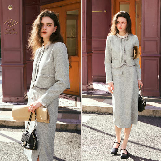 OLrain欧芮儿法式通勤小香风套装女秋季2024年新款甜美百搭两件套 商品图1