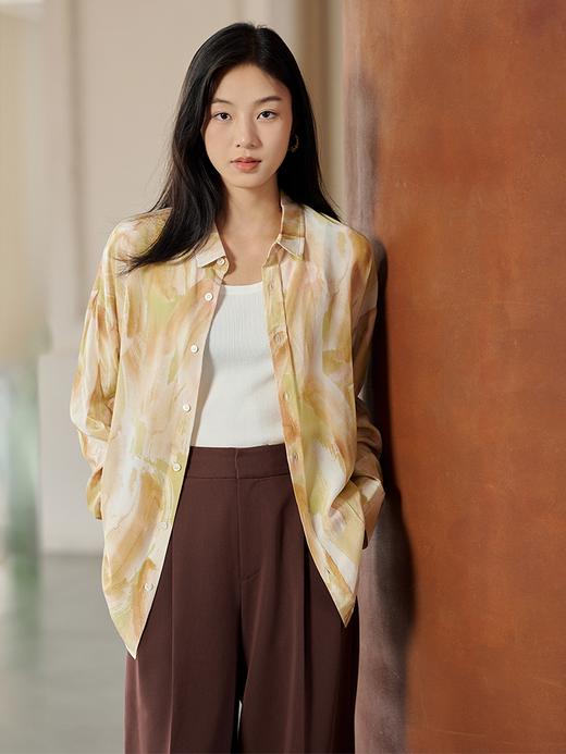 夏末油彩桑蚕丝印花衬衫FCE3SHT223 商品图0