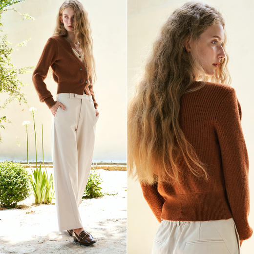 
OLrain欧芮儿假两件小香风毛衣女秋季2024年新款复古撞色V领开衫 商品图1