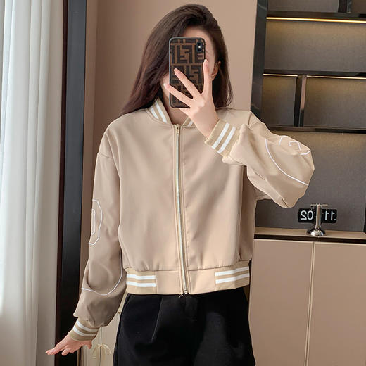 百媚生 棒球服外套女秋季休闲运动短款夹克上衣E245 商品图6