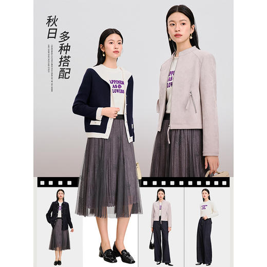 【商场同款】CNA4881 “幸福花儿T” 柔和米白色 经典百搭不挑肤色 植绒高温热烫工艺 立体美观 直身廓形 显瘦舒适T恤 商品图4