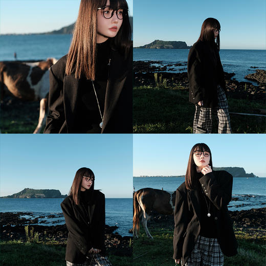 UMILAB【法兰西】100%棉盐缩肌理感 松紧腰抗皱直筒格纹裤P1192H 商品图4