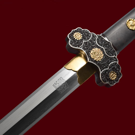 龙渊唐剑 传统宝剑 汉唐宝剑 龙泉沈广隆一体宝剑 花纹钢 未开刃 商品图3