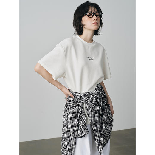 UMILAB【知秋】100%棉盐缩肌理感立体抗皱宽松短款格纹外套H1213H 商品图3