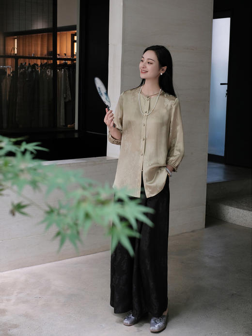 盛唐婧 |真丝香云纱凤尾花阔腿裙裤 商品图2