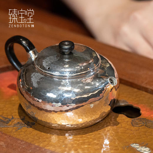 臻宝堂银壶999纯银泡茶壶纯手工一张打锤纹恒圆壶高端家用茶具足银小壶 恒圆壶 容量约 180ml 重约148克 商品图2