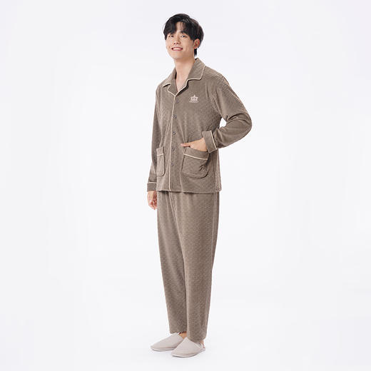 都市丽人都市锋尚睡衣好睡好眠长袖海岛绒烂花厚男士海岛绒套装FHT1D8 商品图2