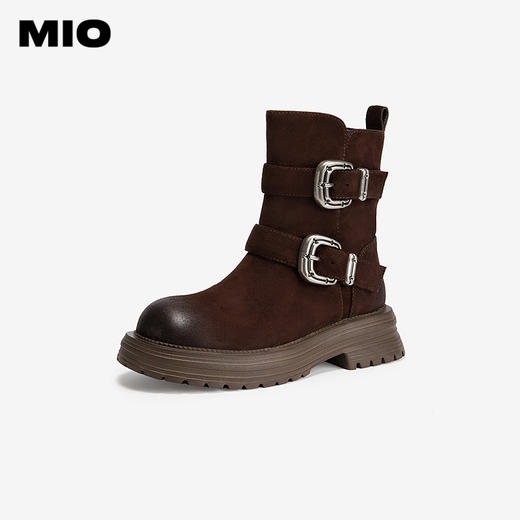 MIO米奥时尚酷飒西部靴高级百搭马丁靴中筒厚底靴子女M245642027 商品图1