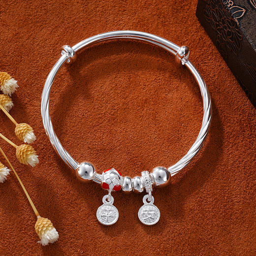 子佩集S999银【吉美平安】童镯【TZ000795】纯银儿童2408 商品图1