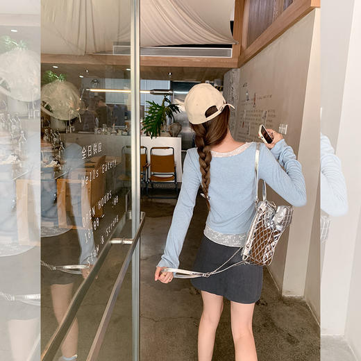 【110元任选2件】现货！假两件蕾丝拼接长袖 商品图4