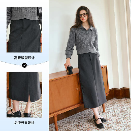 
OLrain欧芮儿灰色中长款半身裙女秋季2024年新款时尚通勤铅笔裙 商品图2