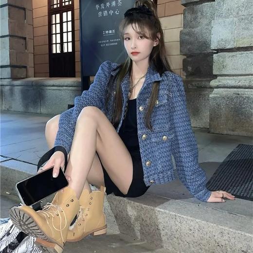 2024年秋冬新款小香风提花牛仔外套女设计感长袖宽松短款开衫上衣 商品图1