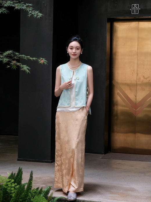 盛唐牡丹 |真丝四经绞罗一粒扣马甲 商品图6