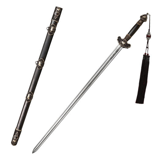 百牛剑 手工花纹钢宝剑 清式宝剑 龙泉沈广隆一体宝剑  未开刃 商品图5