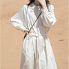 白色连衣裙女装早秋季法式长款2023年新款春气质长袖打底衬衫裙子 商品缩略图1
