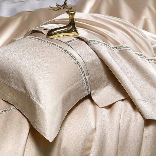水星家纺色织提花真丝四件套-奢·溢彩(米色/冰川灰)两种颜色床上用品 商品图6