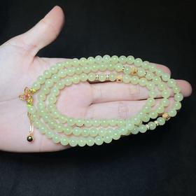 玉美人菲菲HZ#S925和田玉蝴蝶扣项链-圆珠约6mm