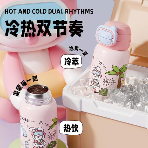 【儿童保温杯316】儿童水杯高颜值 便携大容量双饮杯 小学生吸管杯可拆卸杯套 商品图0