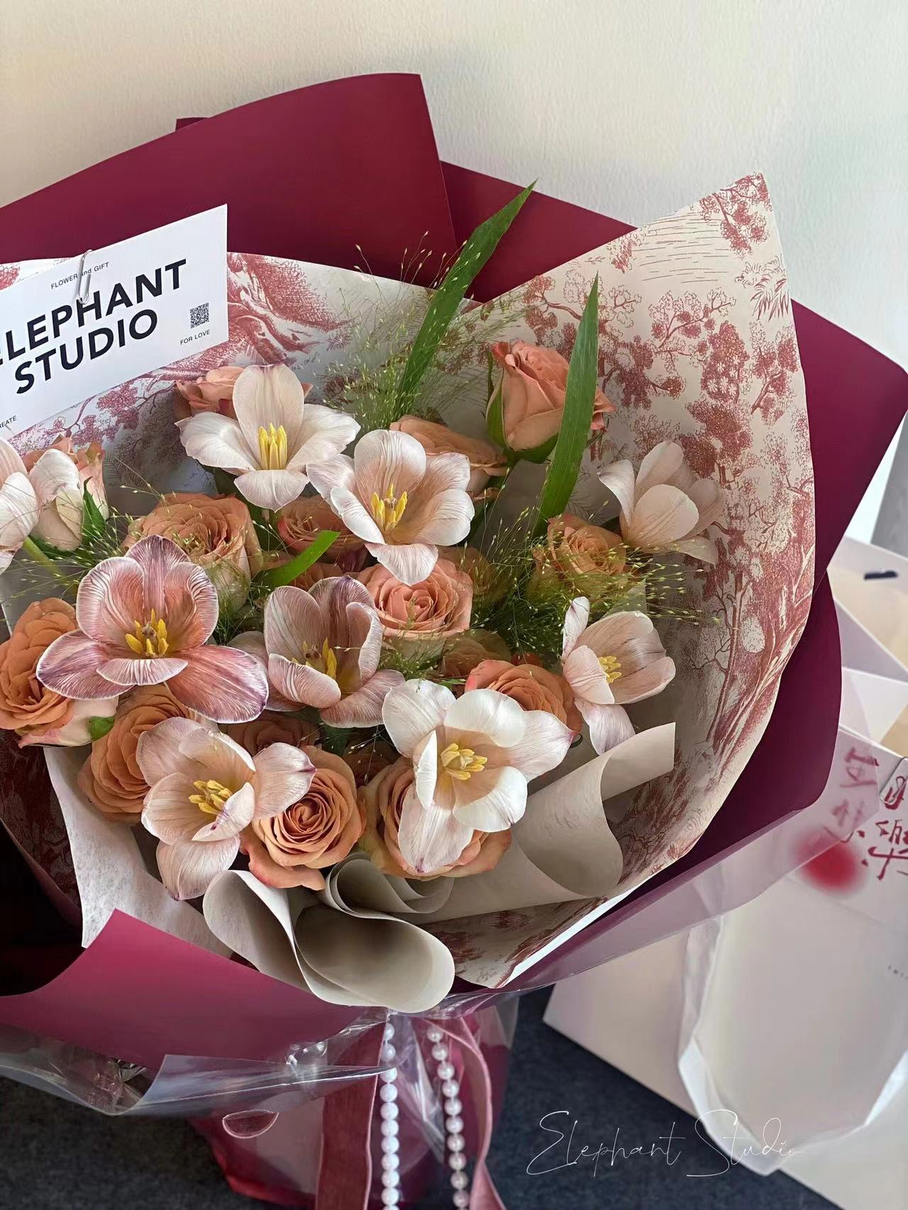 午后红茶/繁花包装纸（10张/包）防水动物粉色（20张）