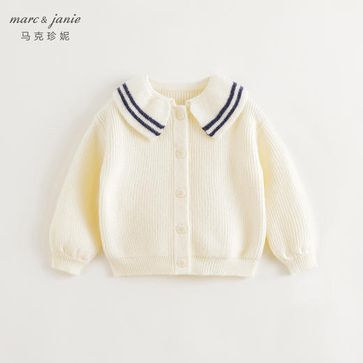 马克珍妮女童文艺条纹撞色翻领针织衫2024年秋装新款241073 商品图2
