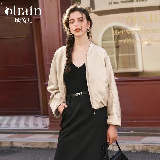OLrain欧芮儿香槟色短外套女秋季2024新款缎感流光设计感休闲上衣 商品图0