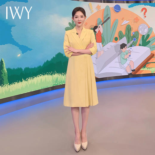 IWY/黄色上镜演讲比赛服装女气质教师录课主持人正装西装连衣裙24Q576 商品图2