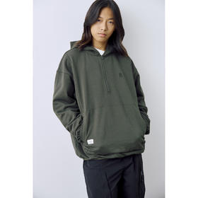 吃茶去chichaqu2024宽松半拉链刺绣连帽卫衣休闲运动百搭