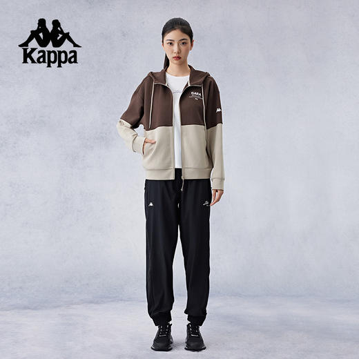 Kappa卡帕背靠背复古针织帽衫女士2024新款运动开衫上衣外套女款K0E62MK43 商品图4