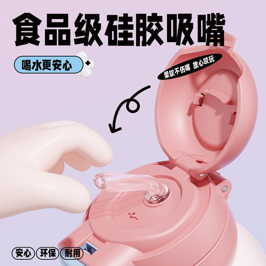 【儿童保温杯316】儿童水杯高颜值 便携大容量双饮杯 小学生吸管杯可拆卸杯套 商品图2