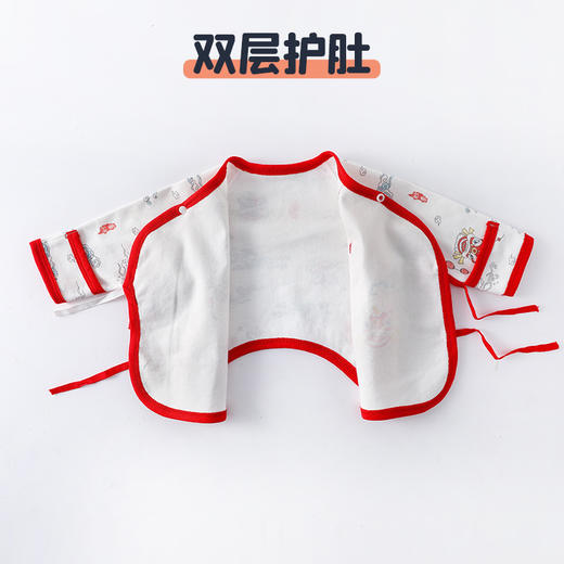 【国潮风偏襟棉毛半背衣】春秋款婴儿纯棉无骨半背衣初生女宝宝上衣系带和尚服初生儿半背衣 商品图1