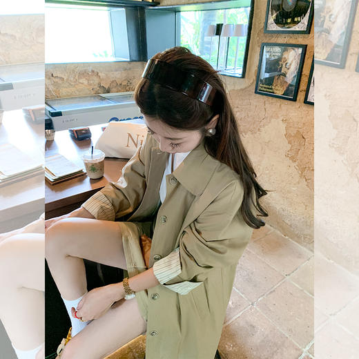 <曾小咸推荐>【现货】 卡其色中长款气质宽松风衣外套 特价199.99元秒杀！ 商品图2