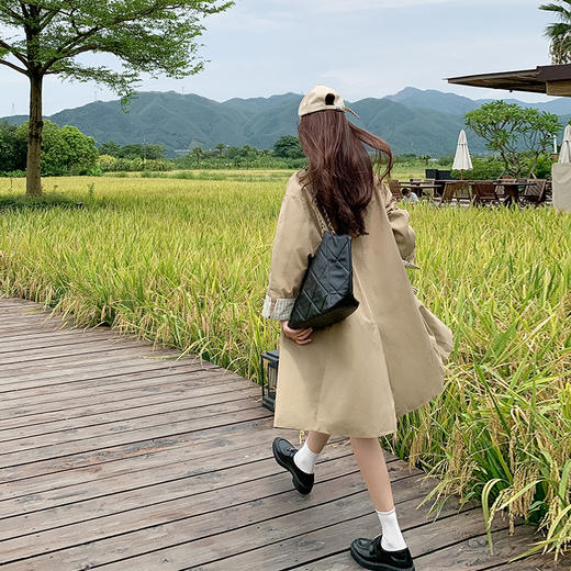 <曾小咸推荐>【现货】 卡其色中长款气质宽松风衣外套 特价199.99元秒杀！ 商品图4