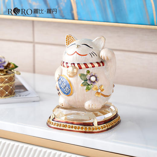 【样品特惠5折，仅1件，无货退款】罗比罗丹RORO招财猫摆件珐琅彩金属材质创意新店开业礼品家居软装饰品 商品图6