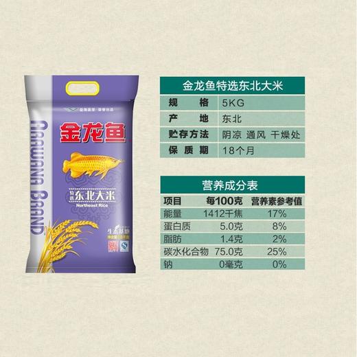 金龙鱼 大米 特选东北大米 5KG 细腻软香 【10斤装】 商品图3