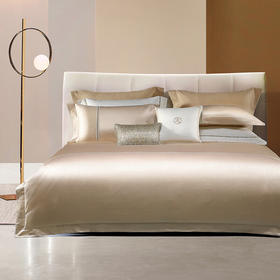 水星家纺色织提花真丝四件套-奢·溢彩(米色/冰川灰)两种颜色床上用品