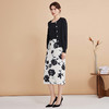 EITIE爱特爱浪漫通勤花卉印花黑白撞色高腰半身裙秋季新款C2406420 商品缩略图7