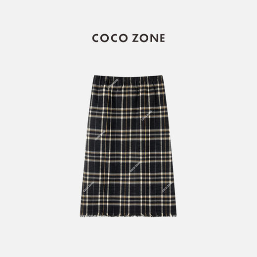COCO ZONE 复古格纹松紧腰半身裙时尚气质A字裙CC2C1613 商品图0