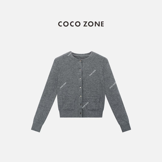 COCO ZONE 绵羊毛山羊绒圆领针织衫气质单排扣上衣CC2C1477 商品图1