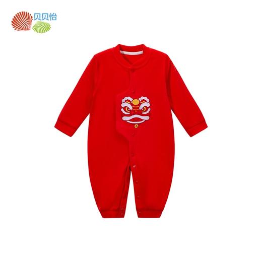 贝怡童装婴儿连体衣红色百天满月初生儿宝宝纯棉春秋款爬服哈衣ZB3DL003 商品图4